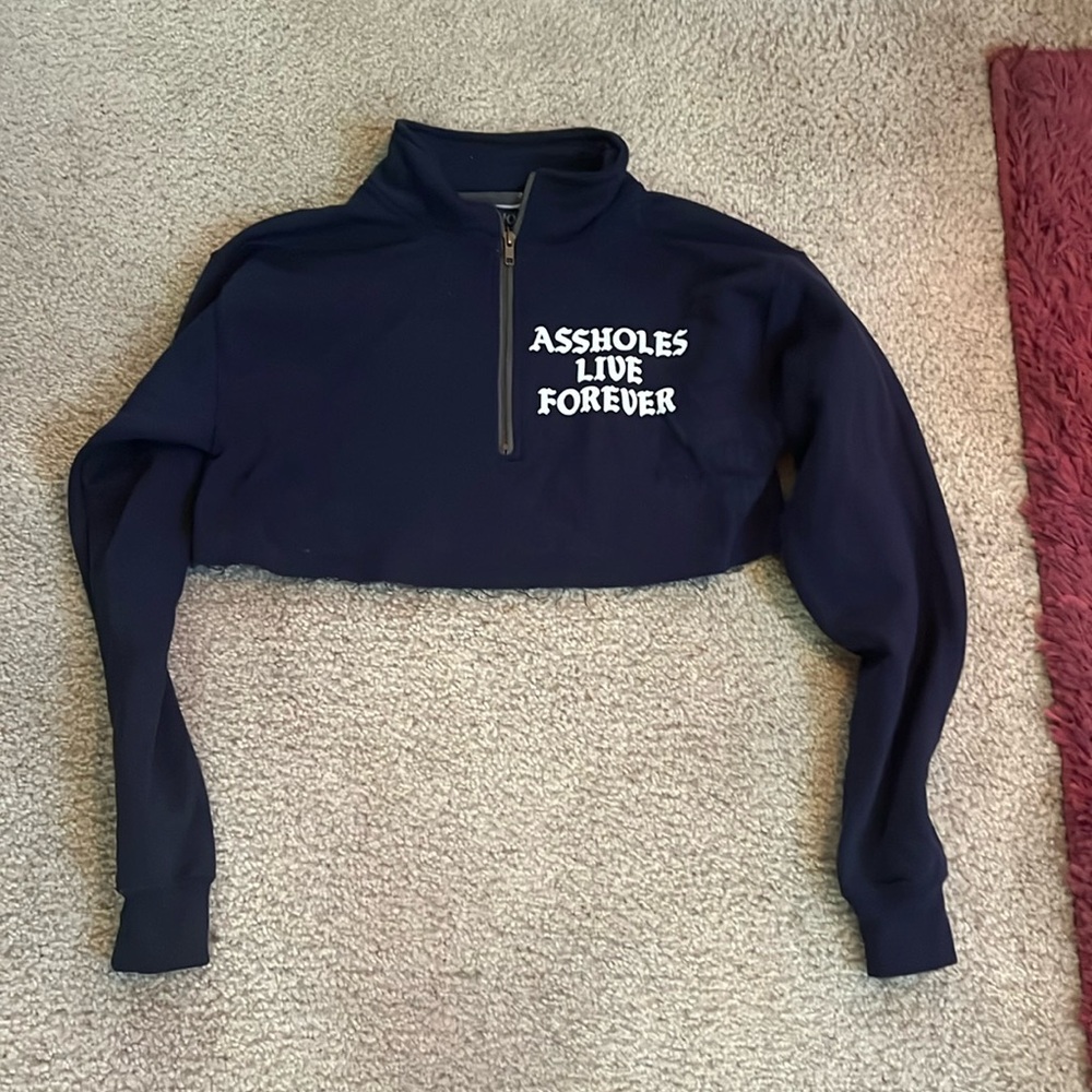 ALF crop half zip sweatshirt NAVY